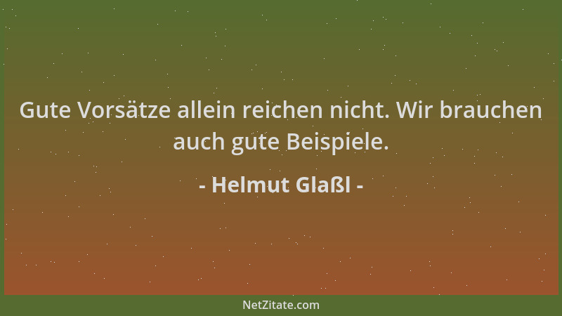 Helmut Glaßl - Gute Vorsätze allein reichen nicht. Wir brauchen auch gute Beispiele....