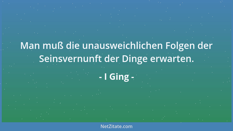 I Ging - Man muß die unausweichlichen Folgen der Seinsvernunft der Dinge erwarten....