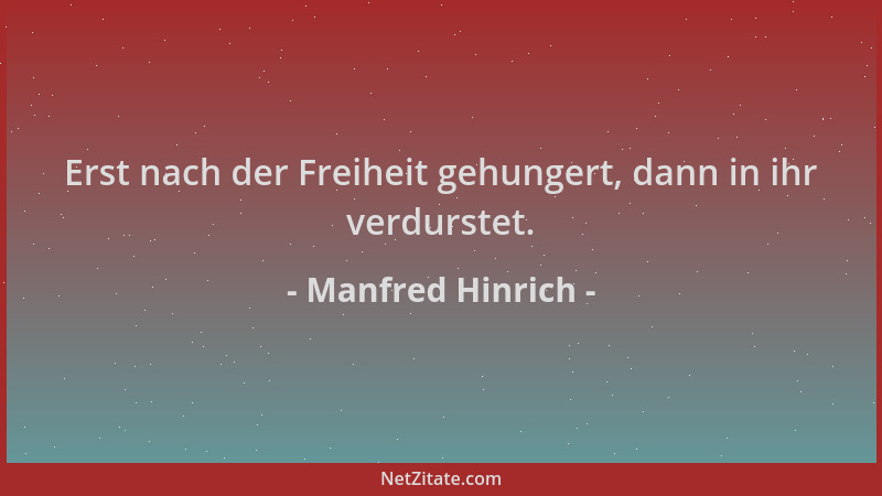 Manfred Hinrich - Erst nach der Freiheit gehungert, dann in ihr verdurstet....