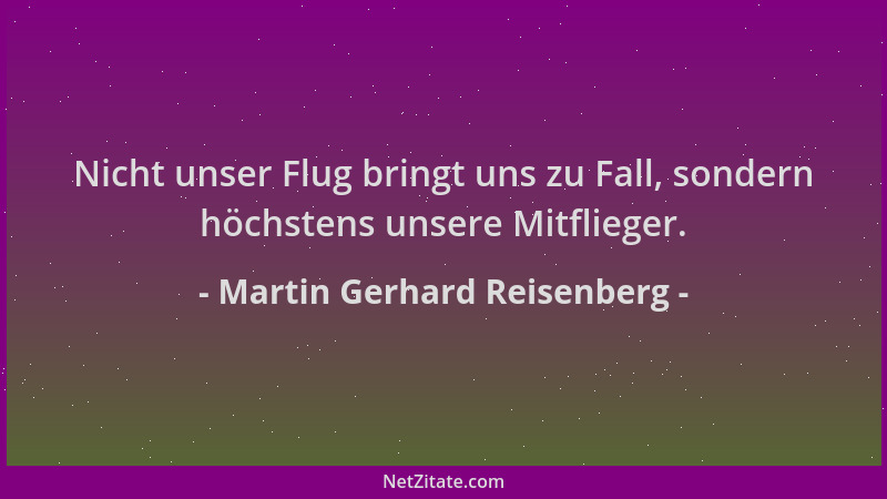 Martin Gerhard Reisenberg - Nicht unser Flug bringt uns zu Fall, sondern höchstens unsere Mitflieger....