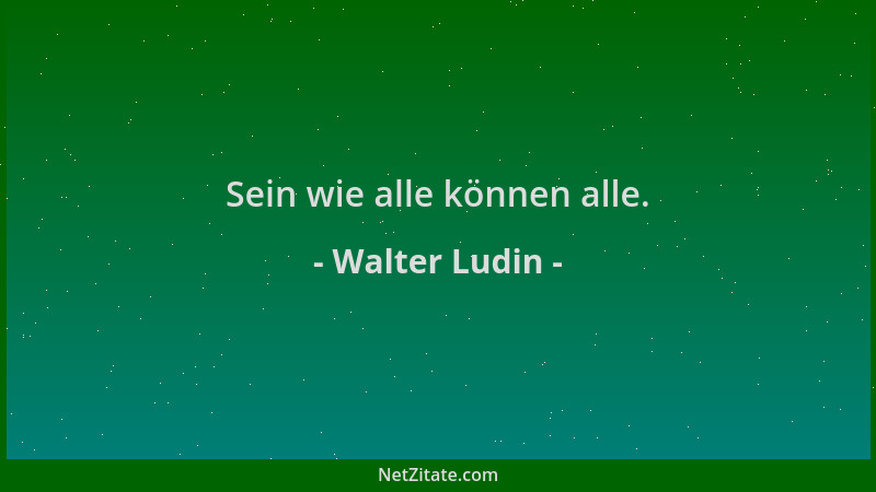 Walter Ludin - Sein wie alle können alle....