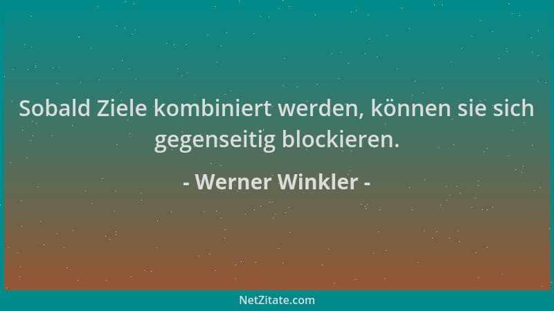 Werner Winkler - Sobald Ziele kombiniert werden, können sie sich gegenseitig blockieren....
