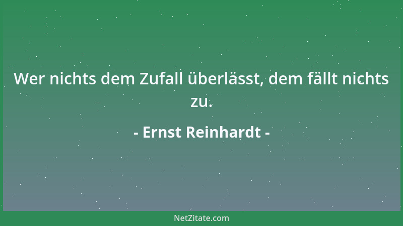 Ernst Reinhardt - Wer nichts dem Zufall überlässt, dem fällt nichts zu....