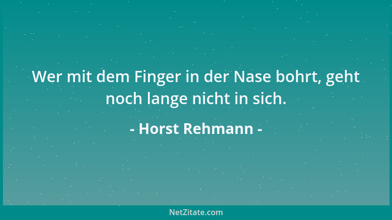 Horst Rehmann - Wer mit dem Finger in der Nase bohrt, geht noch lange nicht in sich....