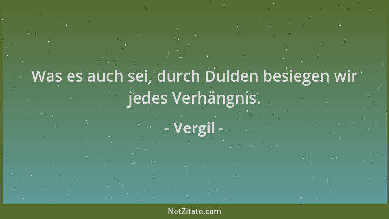 Vergil - Was es auch sei, durch Dulden besiegen wir jedes Verhängnis....