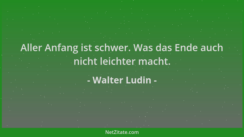 Walter Ludin - Aller Anfang ist schwer. Was das Ende auch nicht leichter macht....