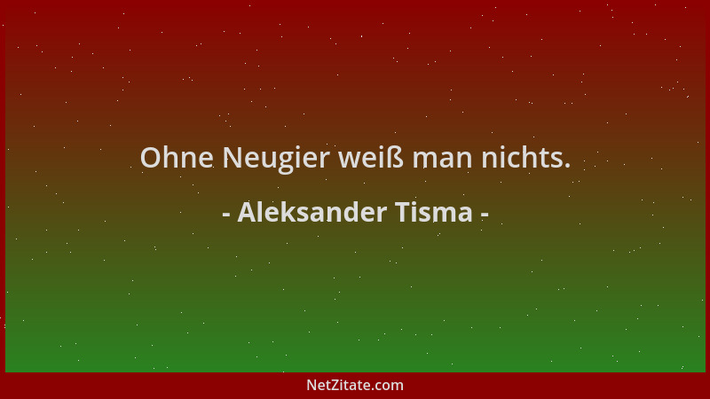 Aleksander Tisma - Ohne Neugier weiß man nichts....