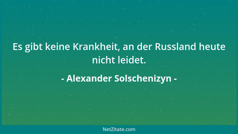 Alexander Solschenizyn - Es gibt keine Krankheit, an der Russland heute nicht leidet....