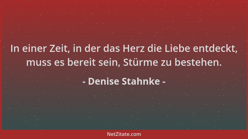 Denise Stahnke - In einer Zeit, in der das Herz die Liebe entdeckt, muss es bereit sein, Stürme zu bestehen....