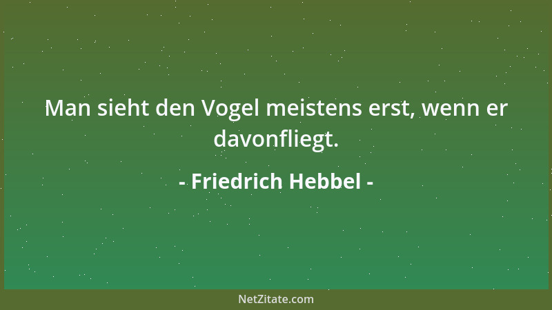 Friedrich Hebbel - Man sieht den Vogel meistens erst, wenn er davonfliegt....