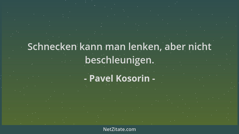 Pavel Kosorin - Schnecken kann man lenken, aber nicht beschleunigen....