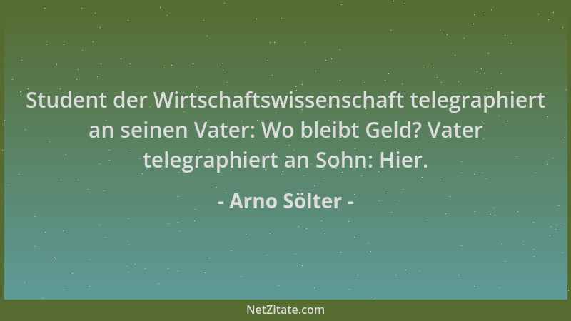 Arno Sölter - Student der Wirtschaftswissenschaft telegraphiert an seinen Vater: Wo bleibt Geld? Vater telegraphiert an Soh...