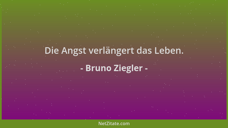 Bruno Ziegler - Die Angst verlängert das Leben....