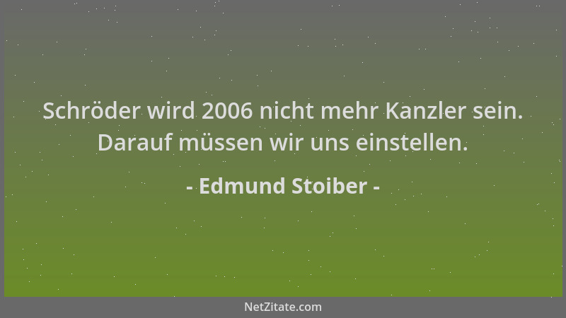 Edmund Stoiber - Schröder wird 2006 nicht mehr Kanzler sein. Darauf müssen wir uns einstellen....