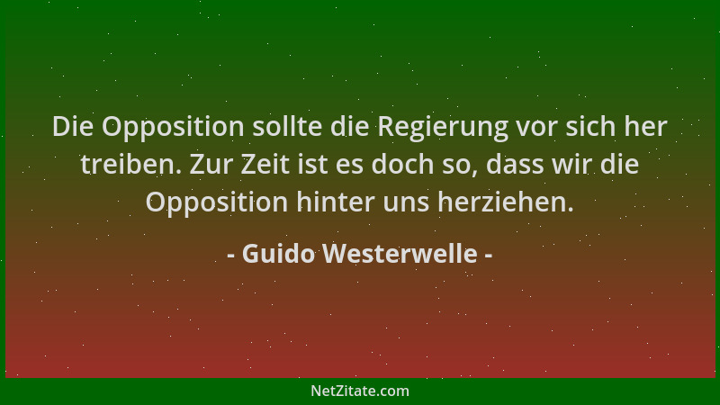 Guido Westerwelle - Die Opposition sollte die Regierung vor sich her treiben. Zur Zeit ist es doch so, dass wir die Opposit...