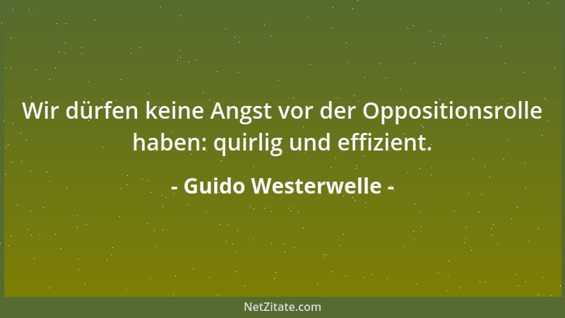Guido Westerwelle - Wir dürfen keine Angst vor der Oppositionsrolle haben: quirlig und effizient....
