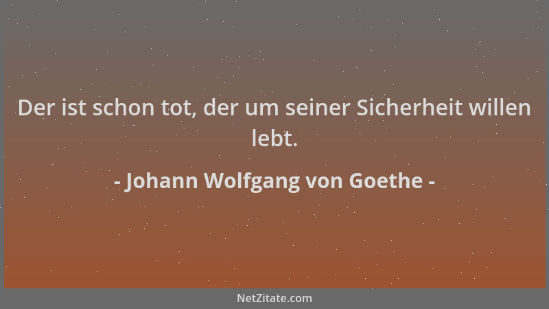 Johann Wolfgang von Goethe - Der ist schon tot, der um seiner Sicherheit willen lebt....