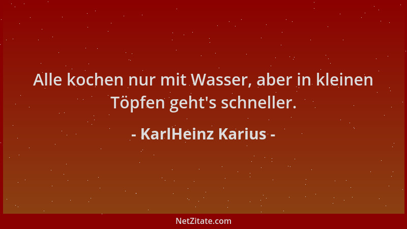KarlHeinz Karius - Alle kochen nur mit Wasser, aber in kleinen Töpfen geht 's schneller....