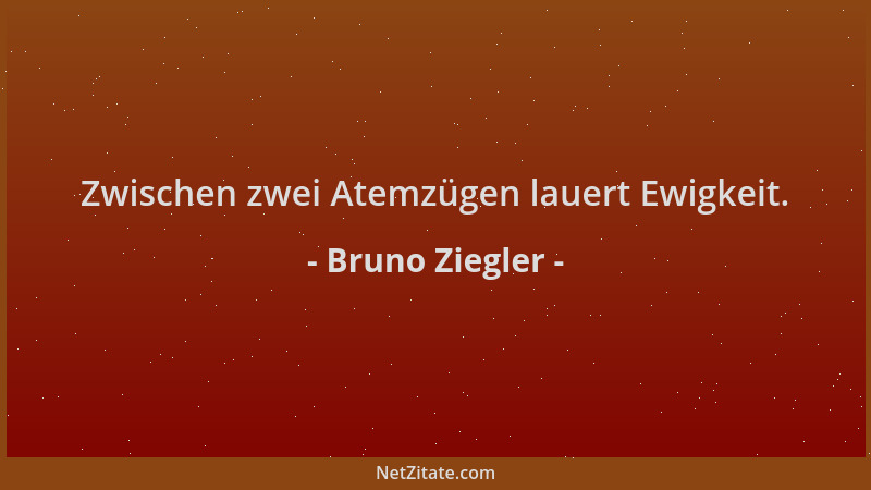 Bruno Ziegler - Zwischen zwei Atemzügen lauert Ewigkeit....