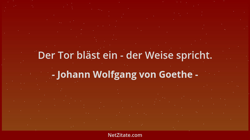 Johann Wolfgang von Goethe - Der Tor bläst ein - der Weise spricht....