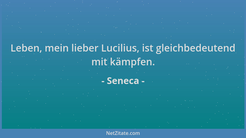 Seneca - Leben, mein lieber Lucilius, ist gleichbedeutend mit kämpfen....