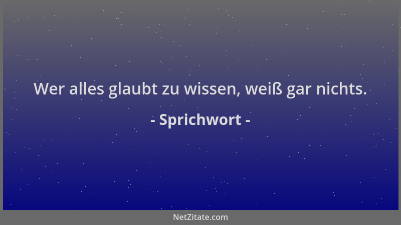 Sprichwort - Wer alles glaubt zu wissen, weiß gar nichts....