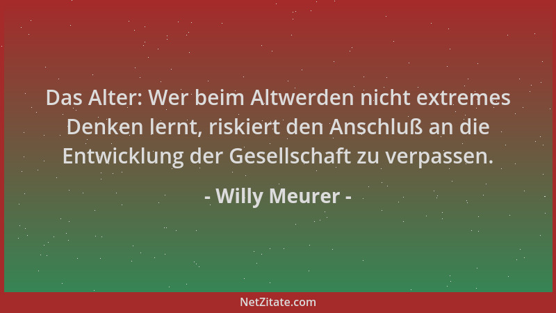 Willy Meurer - Das Alter: Wer beim Altwerden nicht extremes Denken lernt, riskiert den Anschluß an die Entwicklung der Gese...