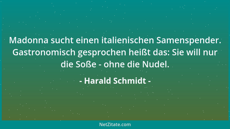 Harald Schmidt - Madonna sucht einen italienischen Samenspender. Gastronomisch gesprochen heißt das: Sie will nur die Soße...