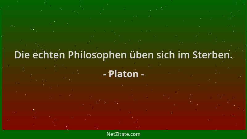 Platon - Die echten Philosophen üben sich im Sterben....
