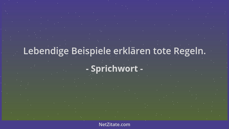 Sprichwort - Lebendige Beispiele erklären tote Regeln....