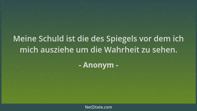 Anonym - Meine Schuld ist die des Spiegels vor dem ich mich ausziehe um die Wahrheit zu sehen....