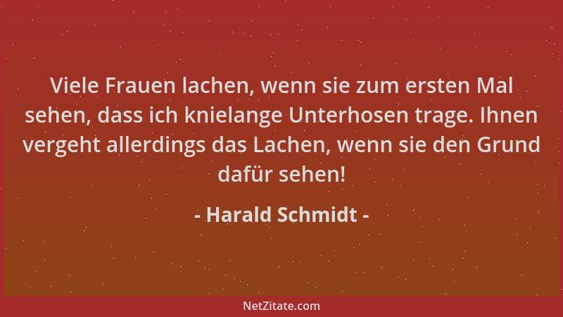 Harald Schmidt - Viele Frauen lachen, wenn sie zum ersten Mal sehen, dass ich knielange Unterhosen trage. Ihnen vergeht all...