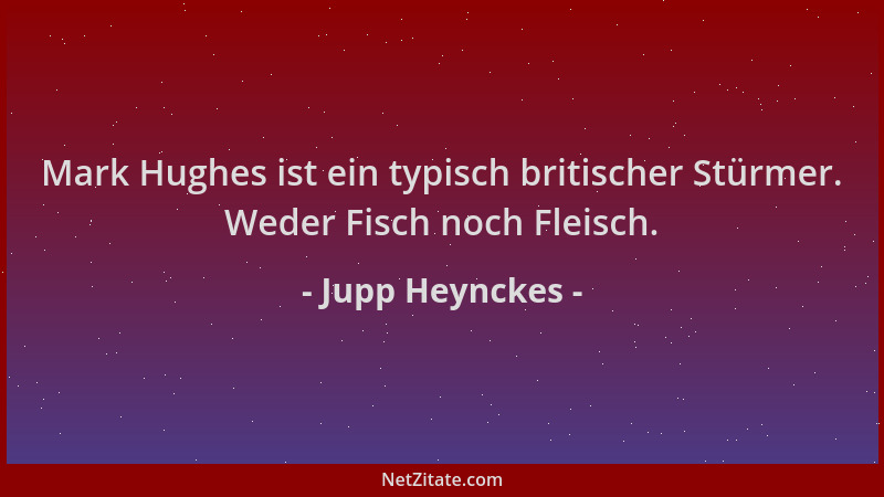 Jupp Heynckes - Mark Hughes ist ein typisch britischer Stürmer. Weder Fisch noch Fleisch....