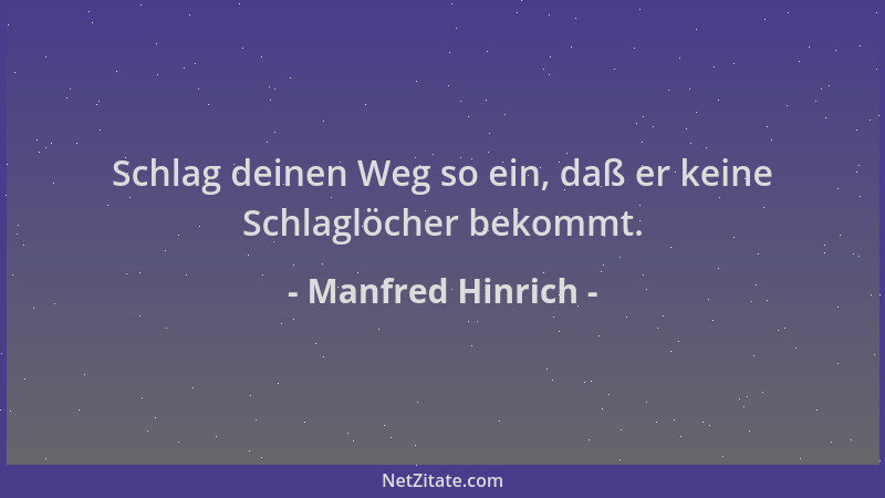 Manfred Hinrich - Schlag deinen Weg so ein, daß er keine Schlaglöcher bekommt....