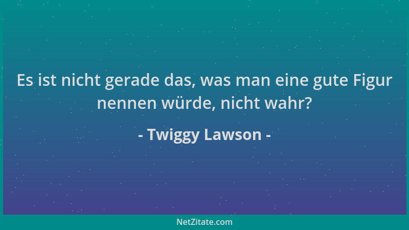 Twiggy Lawson - Es ist nicht gerade das, was man eine gute Figur nennen würde, nicht wahr?...