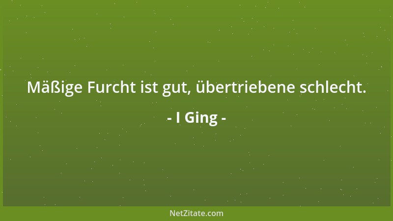 I Ging - Mäßige Furcht ist gut, übertriebene schlecht....