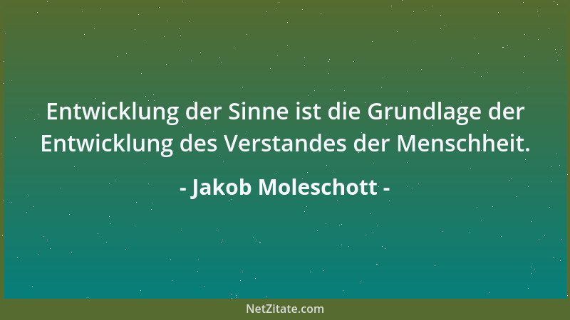 Jakob Moleschott - Entwicklung der Sinne ist die Grundlage der Entwicklung des Verstandes der Menschheit....