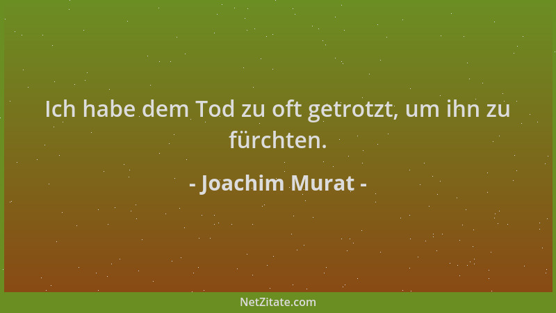 Joachim Murat - Ich habe dem Tod zu oft getrotzt, um ihn zu fürchten....
