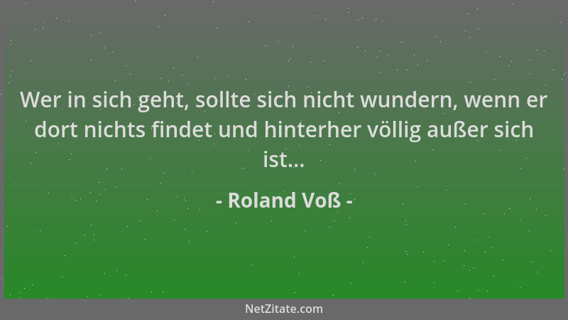 Roland Voß - Wer in sich geht, sollte sich nicht wundern, wenn er dort nichts findet und hinterher völlig außer sich ist......