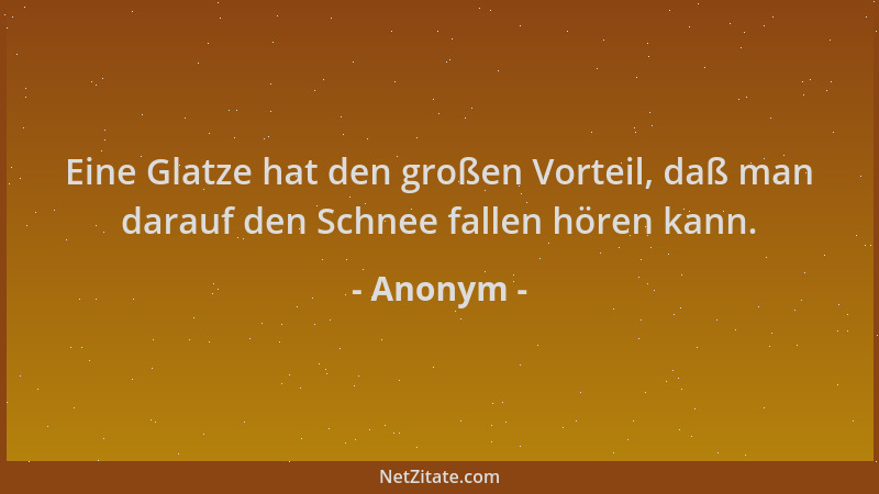Anonym - Eine Glatze hat den großen Vorteil, daß man darauf den Schnee fallen hören kann....