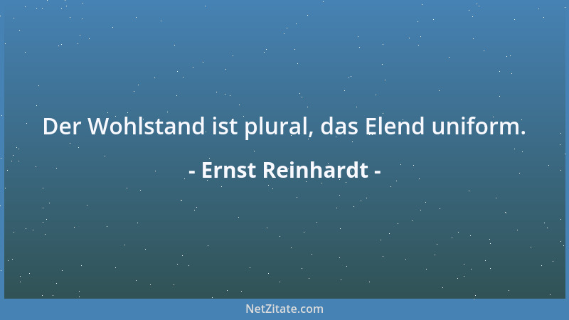 Ernst Reinhardt - Der Wohlstand ist plural, das Elend uniform....