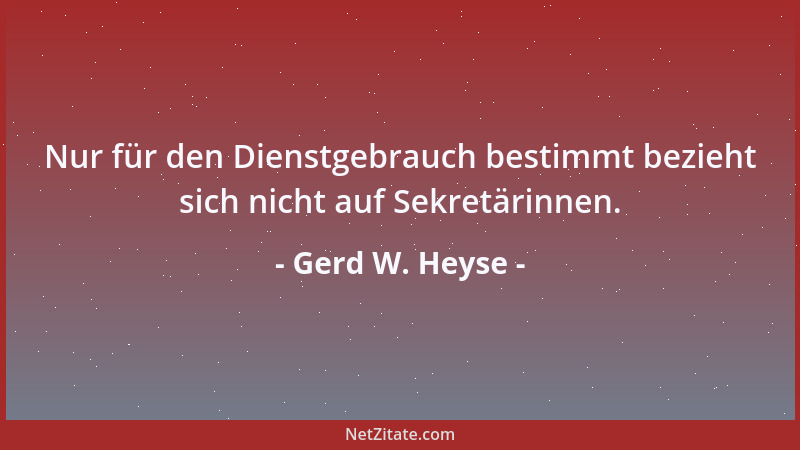 Gerd W. Heyse - Nur für den Dienstgebrauch bestimmt bezieht sich nicht auf Sekretärinnen....