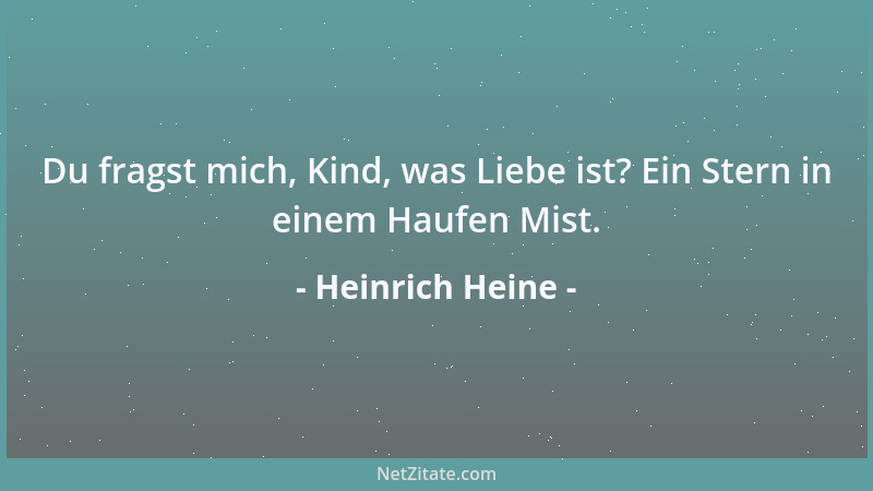 Heinrich Heine - Du fragst mich, Kind, was Liebe ist? Ein Stern in einem Haufen Mist....