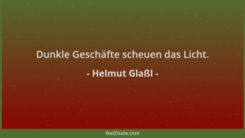 Helmut Glaßl - Dunkle Geschäfte scheuen das Licht....