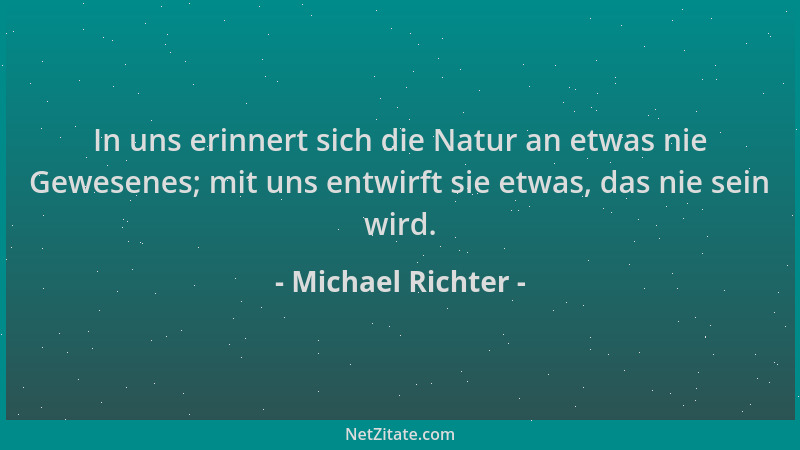Michael Richter - In uns erinnert sich die Natur an etwas nie Gewesenes; mit uns entwirft sie etwas, das nie sein wird....