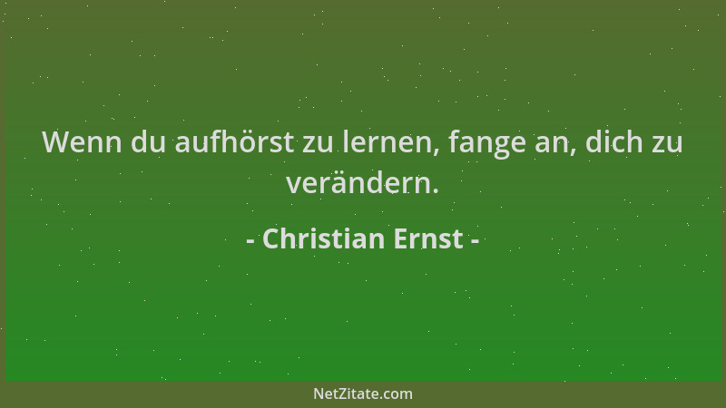 Christian Ernst - Wenn du aufhörst zu lernen, fange an, dich zu verändern....