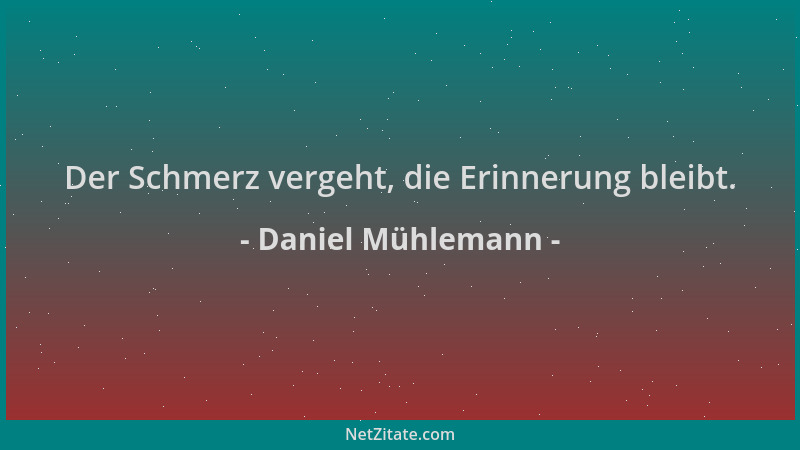 Daniel Mühlemann - Der Schmerz vergeht, die Erinnerung bleibt....
