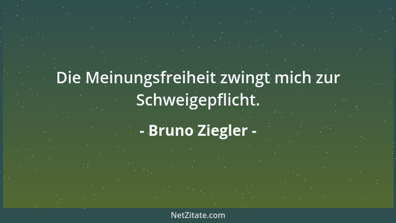 Bruno Ziegler - Die Meinungsfreiheit zwingt mich zur Schweigepflicht....