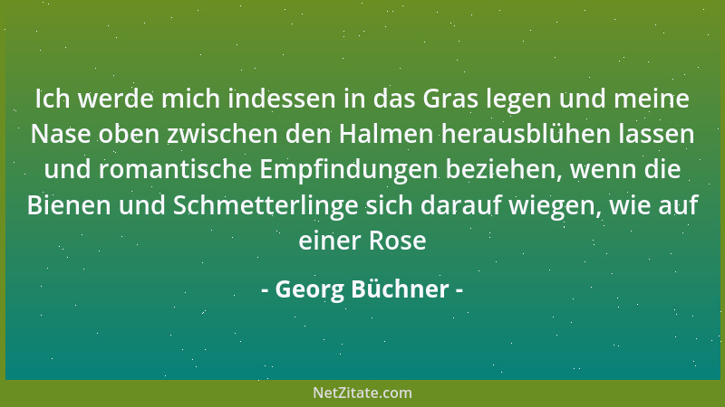 Georg Büchner - Ich werde mich indessen in das Gras legen und meine Nase oben zwischen den Halmen herausblühen lassen und r...