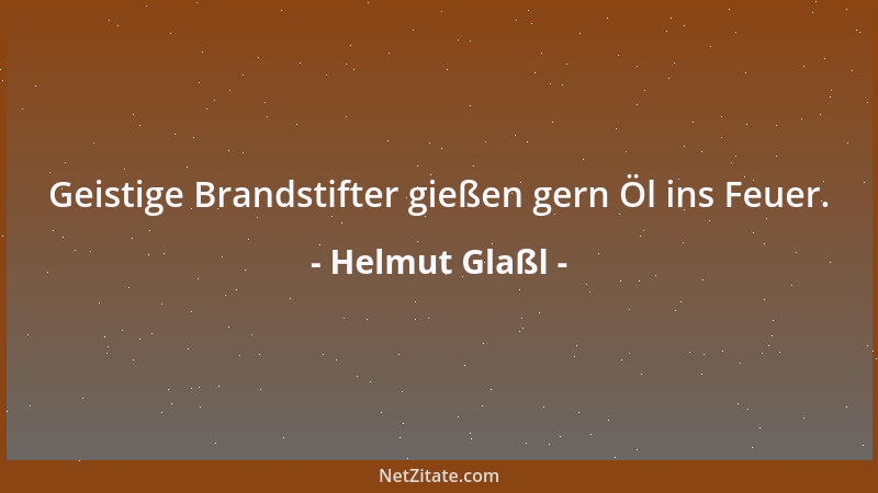 Helmut Glaßl - Geistige Brandstifter gießen gern Öl ins Feuer....